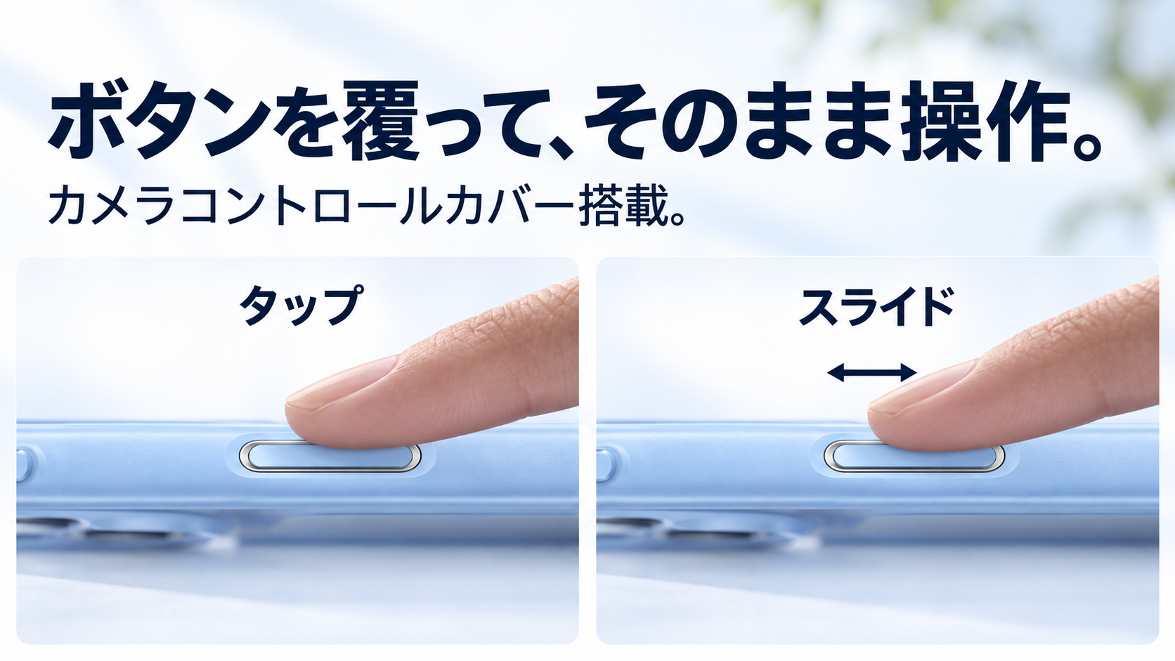 カメラコントロールカバーの位置と操作方法